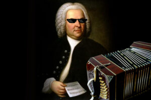 J.S. Bach with sunglasses and a bandoneon