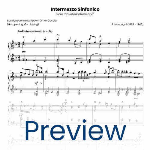 Intermezzo Sinfonico from Cavalleria Rusticana by Pietro Mascagni, bandoneon version, preview