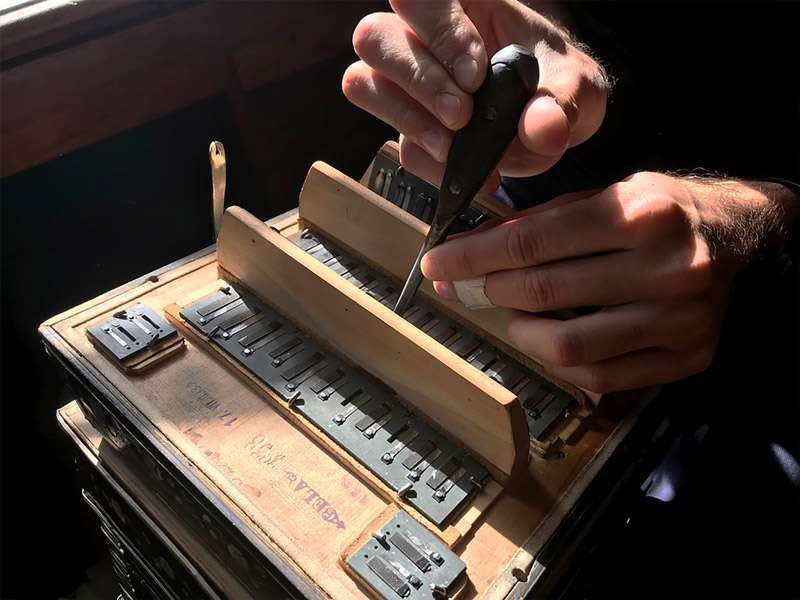 A bandoneon specialist working on bandoneon reeds and plates
